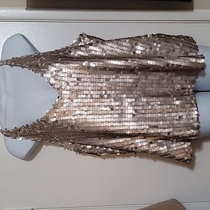 OnTwelfth Beige Sequined Sparkly Top with Spaghetti Strap Size XS & XL AVAILABLE